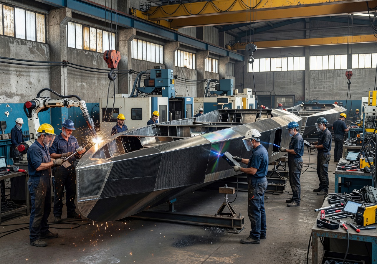 Italian shipyard manufacturing high tech boat hull